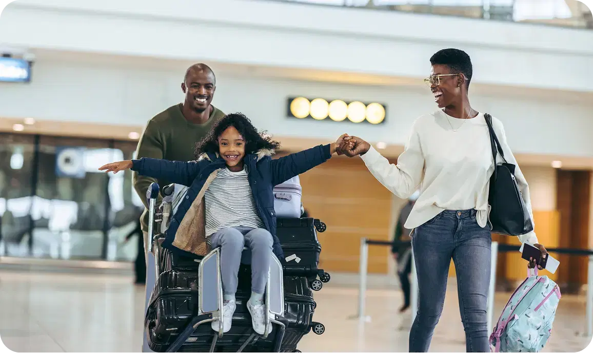 A family arriving at the airport for treatment abroad, met and supported by Yapita Health.